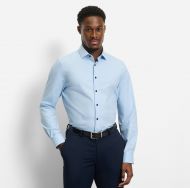 Camicia olymp level five celeste slim fit con dettagli eleganti