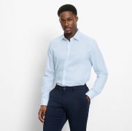 Olymp Level Five sky blue cotton printed stretch slim fit shirt