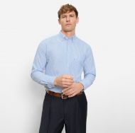 Camicia olymp casual regular fit in cotone oxford a righe azzurro