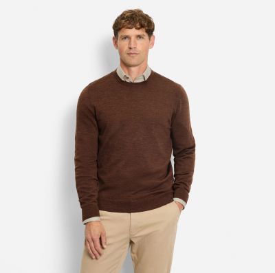 Maglia in pura lana pettinata marrone olymp