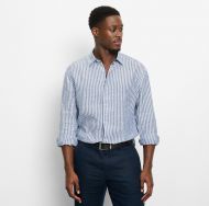 Olymp shirt in pure linen with blue stripes regular fit