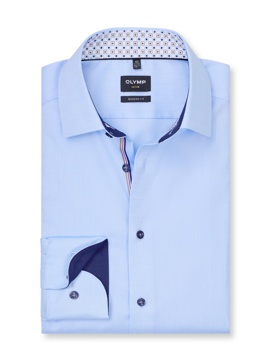 OLYMP Camicia Uomo Maniche Lunghe Luxor Comfort Fit, Modello 003 Chambray, Colore Bianco 00, Taglia 50