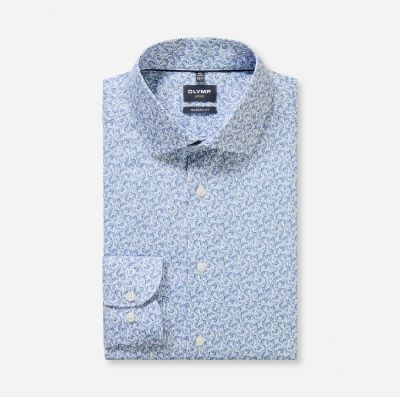 Olymp modern fit shirt with blue paisley pattern