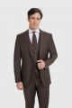 Elegant brown cavani suit with stretch wool vest
