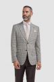 Beige Cavani jacket with check pattern and lance pocket