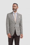 Beige Cavani jacket with check pattern and lance pocket