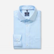Camicia olymp luxor modern fit in cotone twill a righe celeste