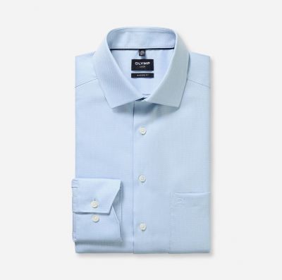 Light blue olymp luxor modern fit shirt in textured cotton