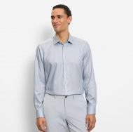 Camicia grigio perla olymp slim fit in cotone stretch operato