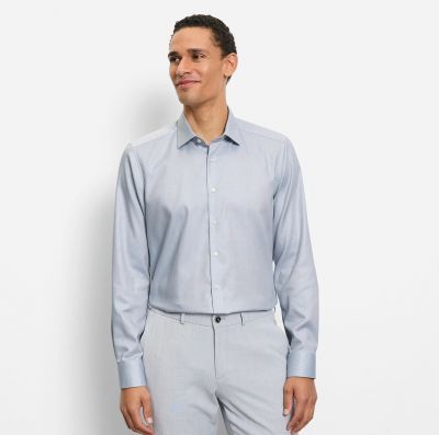 Olymp slim fit pearl gray shirt in stretch cotton with textured weave