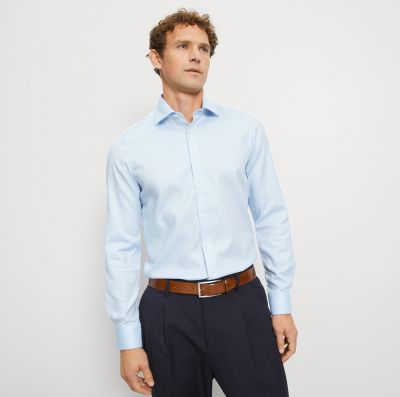 Light blue olymp slim fit shirt in patterned stretch cotton