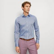 Camicia azzurra olymp slim fit in cotone stretch operato
