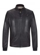 Milestone giacca nera in pelle d’agnello con zip 