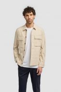 Beige cavani overshirt with micro‑checks