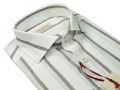 Camicia pancaldi lino cotone slim fit collo francese righe marroni