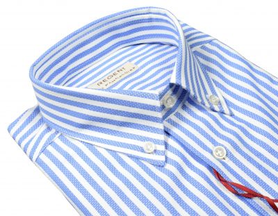 Camicia pancaldi in puro cotone a righe azzurro con collo button‑down