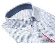 White Pancaldi regular fit shirt with blue micro‑dots and a pocket