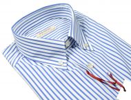Camicia pancaldi a righe azzurre con collo button‑down