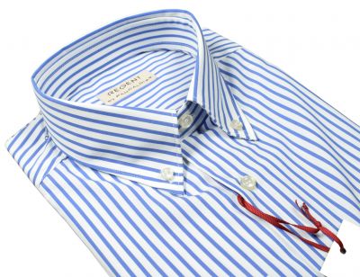 Camicia pancaldi a righe azzurre con collo button‑down