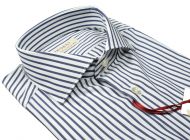 Pancaldi slim fit blue striped shirt with french collar
