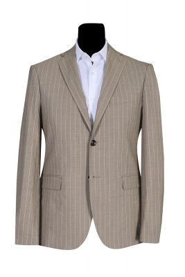 Abito simbols drop 7 slim fit gessato beige in lana