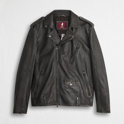 Men's MCS chocolate lamb leather biker jacket