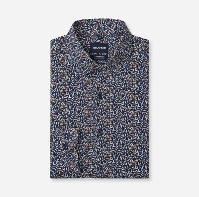 Camicia olymp modern fit blu fantasia floreale