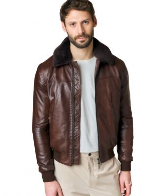 Giubbino talenti in pelle marrone autunno inverno 