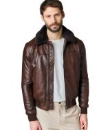 Giubbino talenti in pelle marrone autunno inverno 