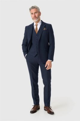 Blue tweed suit with waistcoat cavani