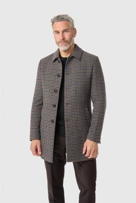 Brown and blue plaid Cavani coat
