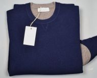 Maglione girocollo cavalieri lana cashmere con toppe