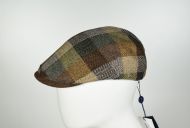 Brown patchwork panizza flat cap in pure wool made in Italy