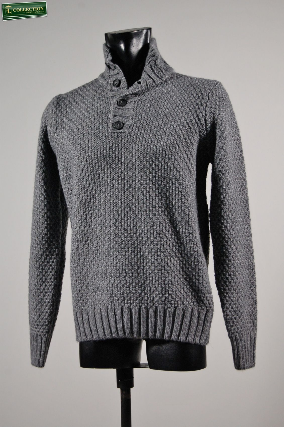 Mens button sale mock neck sweater