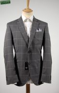 Giacca blazer a quadri grigio con toppe piero giachi