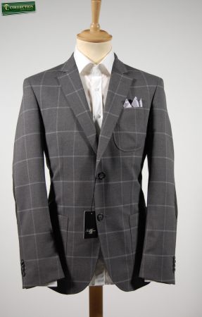 Gray Plaid blazer with piero giachi patches