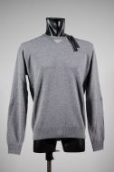 Neck sweater with mixed cashmere patches