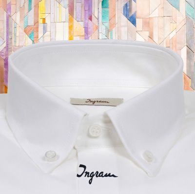 White Shirt Ingram Neck button down with regular fit pocket