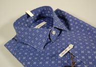 Camicia ingram blu a fantasia slim fit cotone stretch