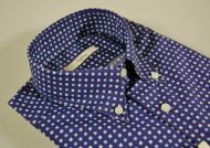 Camicia ingram blu stampa a fiori collo button down